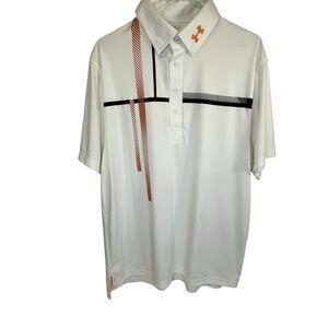 Under Armour Loose HeatGear Golf Polo. Sz Lg. Orange/Grey Graphic Stripe. U Tenn